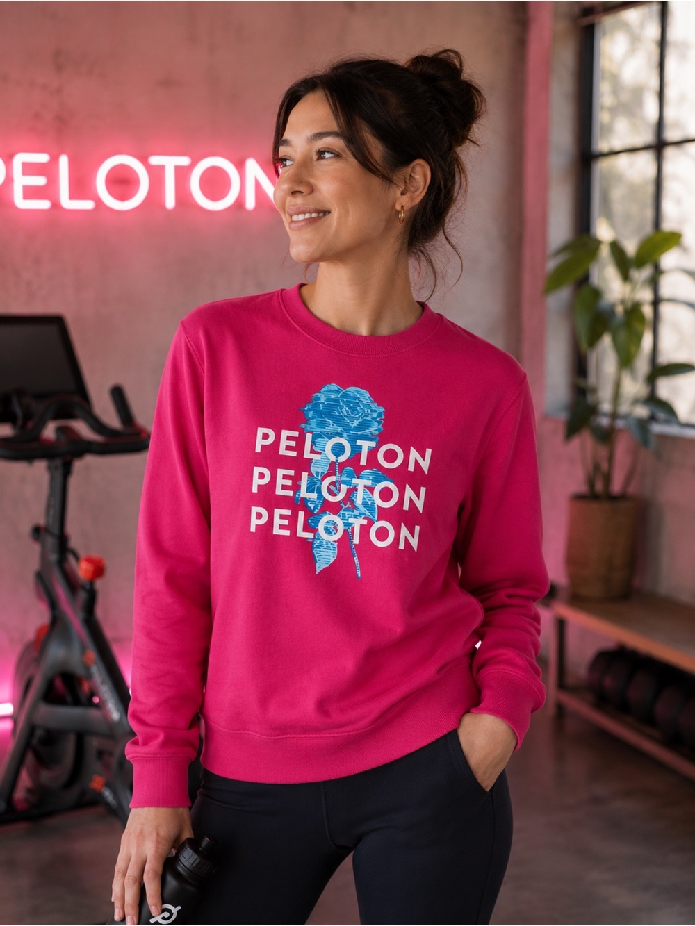 Peloton Crewneck Sweatshirt Pink Graphic Logo Women’s Pullover Size Medium